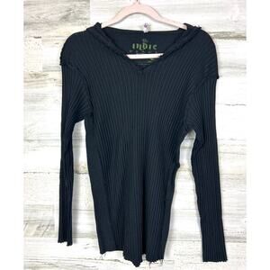 Indie Peace Women’s M Black Handmade Long Sleeve Boho Hoodie Top Rare NEW